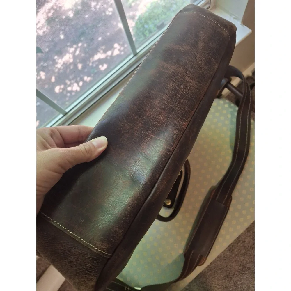 Men's Brown Distressed Leather Laptop Messenger Bag